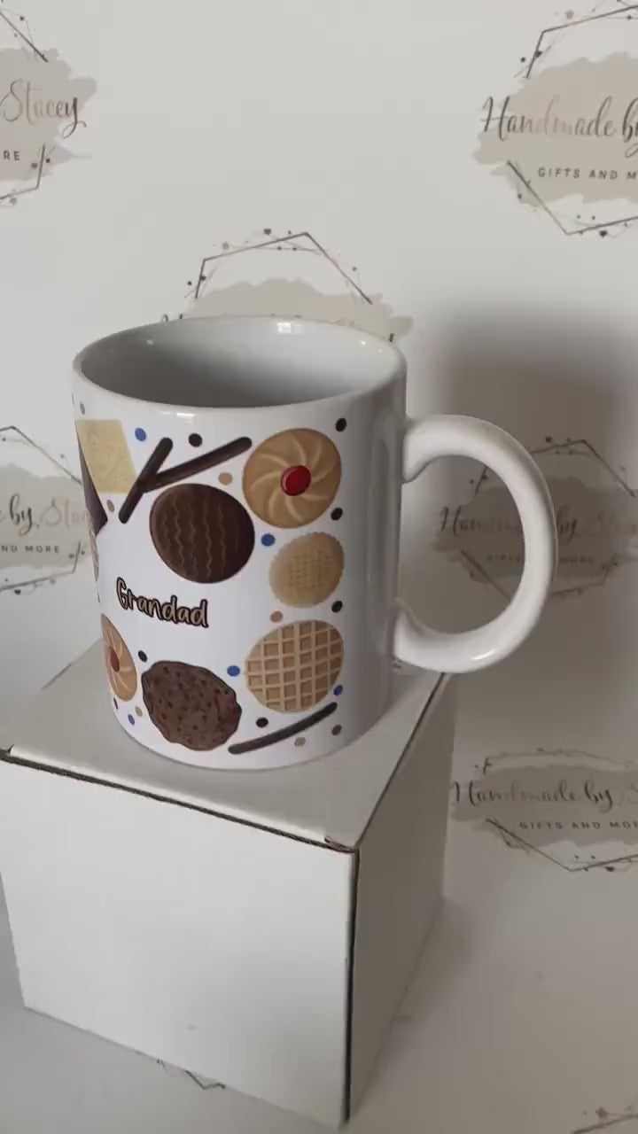 Personalised Ceramic Mug|Biscuit Design|Editable Text|Gift Idea for Him Her Nan Grandad Mum Dad|Birthday Christmas