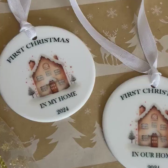 Personalised Christmas Bauble|Ceramic Tree Decoration|Editable Text|First Christmas in New Home|New House|Festive Home Design|Secret Santa