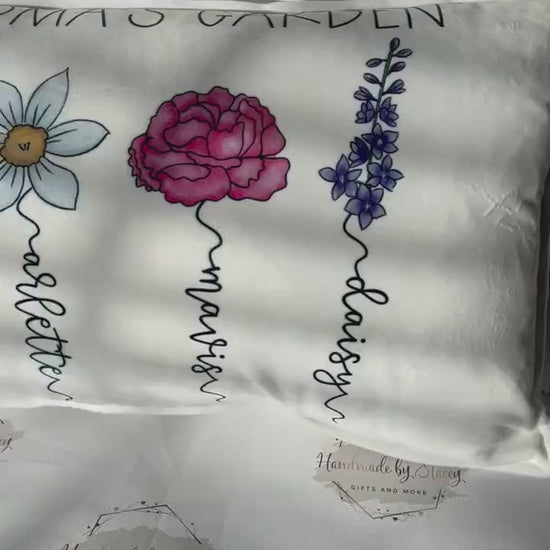 Personalised 30x50cm Cushion Cover|Oblong Shaped Soft Velted Pillow with or Without Inner|Birth Flower Design|Mothers Day Birthday Gift Idea