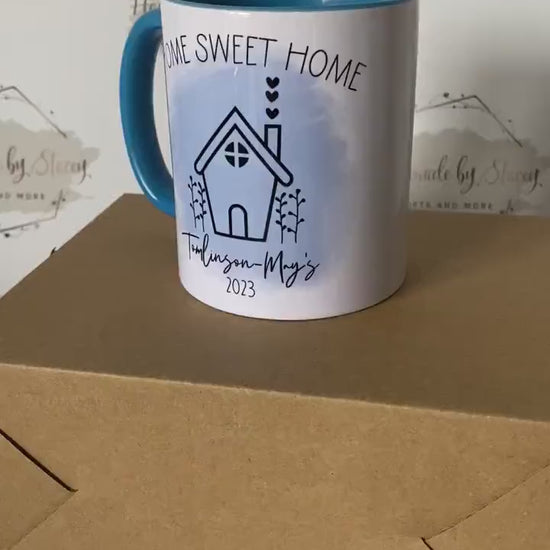 Personalised Ceramic Mug|New Home Mugs|Home Sweet Home Matching Mugs|House Design|Editable Text|First Home Together Gift Idea