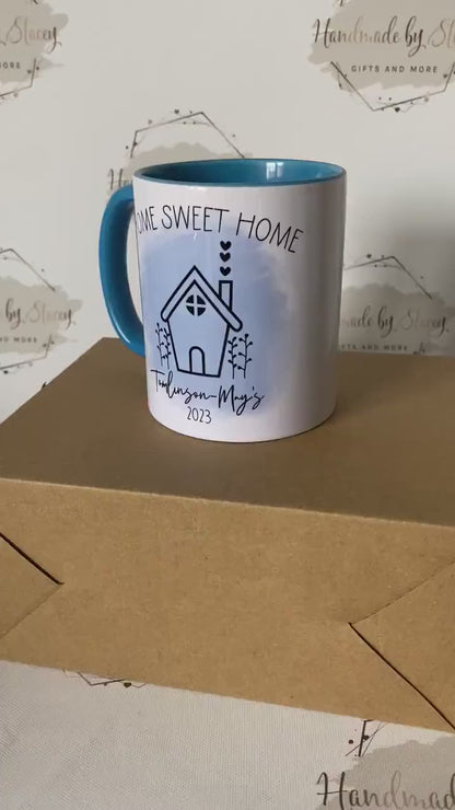 Personalised Ceramic Mug|New Home Mugs|Home Sweet Home Matching Mugs|House Design|Editable Text|First Home Together Gift Idea