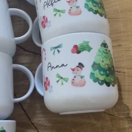 Personalised Christmas Cup|Editable Text Plastic|Ceramic Mug Suitable for Adult & Child|Family Gift Idea for All|Hot Chocolate Xmas Eve Box