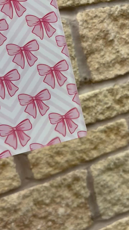 Pink Bow Glass Chopping Board in A3 or A4 Sizes