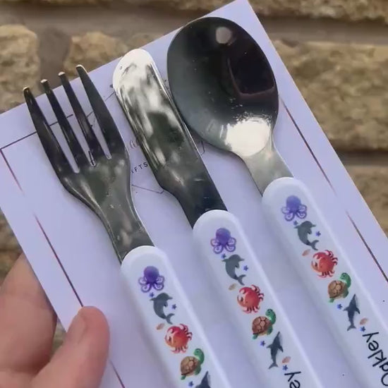 Personalised Plastic Childrens Cutlery|Various Designs|First Birthday|Christening