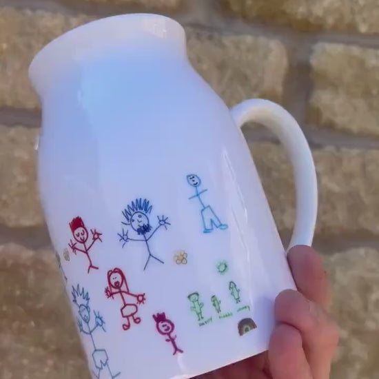 Personalised Jug|Thank you Teacher|Class Gift Idea|Fingerprint Drawing Child Artwork|End of Term Present TA SENCO