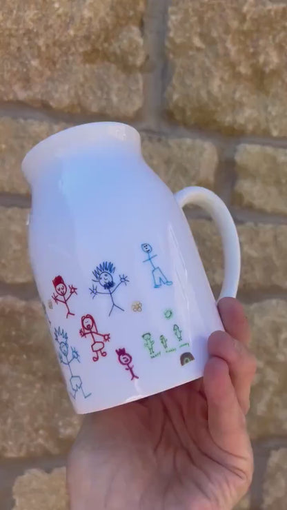 Personalised Jug|Thank you Teacher|Class Gift Idea|Fingerprint Drawing Child Artwork|End of Term Present TA SENCO