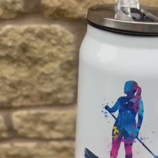 Personalised Boys/Girls Paddle Boarding Stainless Steel Can with Straw - Two Sizes Editable Text