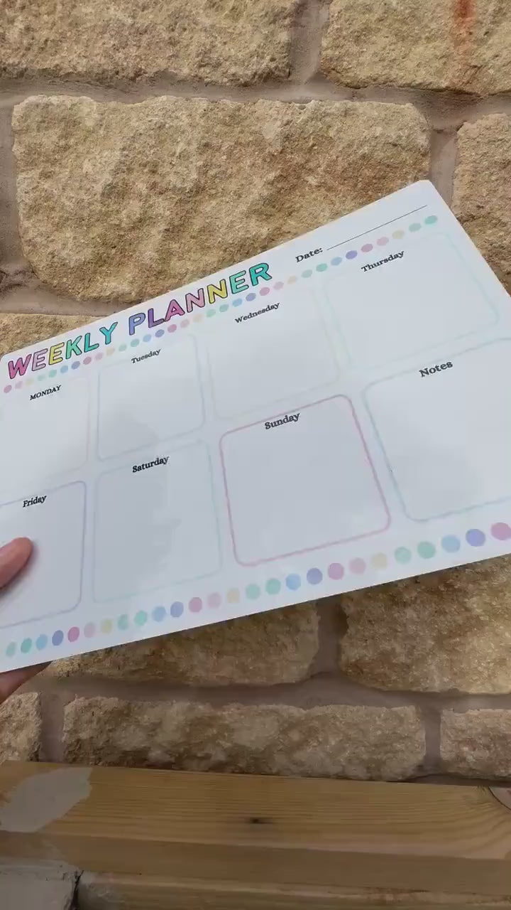 A4 Aluminium Reusable Weekly Whiteboard Planner|Four Designs|Family Organiser