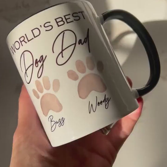 Personalised Ceramic Mug|World's Best Dog Dad Mum Gran|Paw Print Dog Owner Gift Idea|Puppy Love|Christmas Birthday Gift|Editable Text