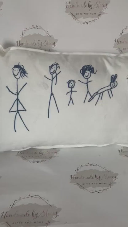Personalised Cushion Cover|30x50cm Oblong Shaped Soft Velted Pillow with or Without Inner|Custom Child Artwork/Handprints Father Mothers Day