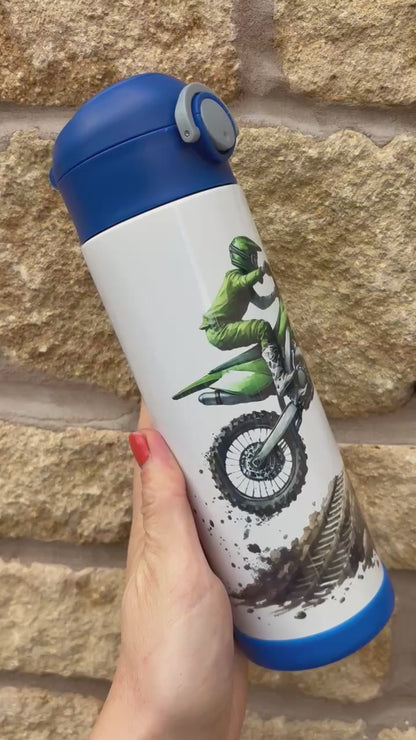 Personalised Dirt Bike Stainless Steel Water Bottle