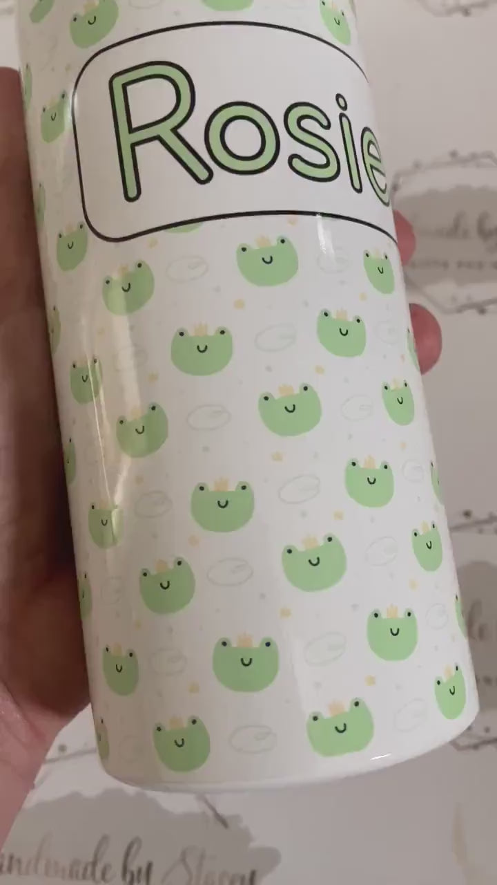 Personalised Child's Animal Green Frog Water Bottle|Back to School Drinking Bottle|Editable Text|Toddler Nursery|Birthday Gift Idea