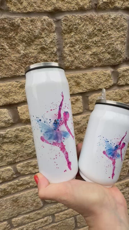 Personalised Ballet Dancer Stainless Steel Can with Straw