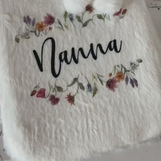 Personalised Hot Water Bottle|Wildflower Floral Design|Editable Text|Limited Birthday Christmas Warm Gift Idea|For Mum Grandparent Friend